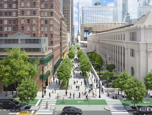 Rendering of a redesigned 33rd Street next to Penn Station.